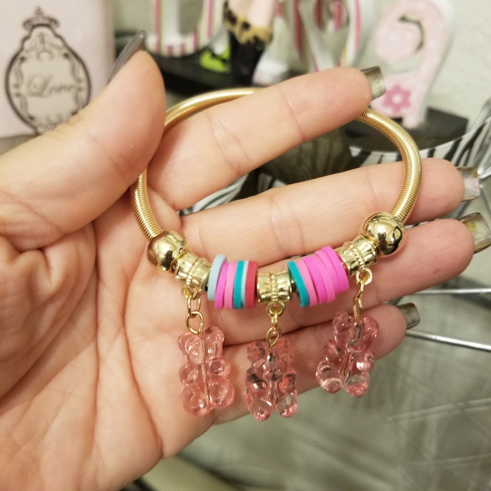 Charm Bracelet Pink Gummy Bears New